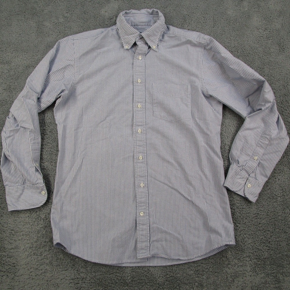 Spier & Mackay Mens 16 34 Slim Fit Blue White Striped Oxford Button Down Shirt